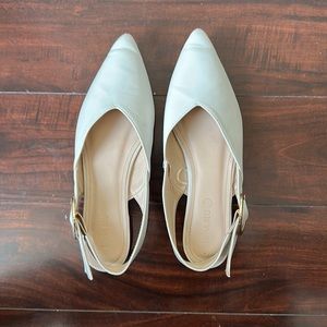 White Slingback Flat Sandals